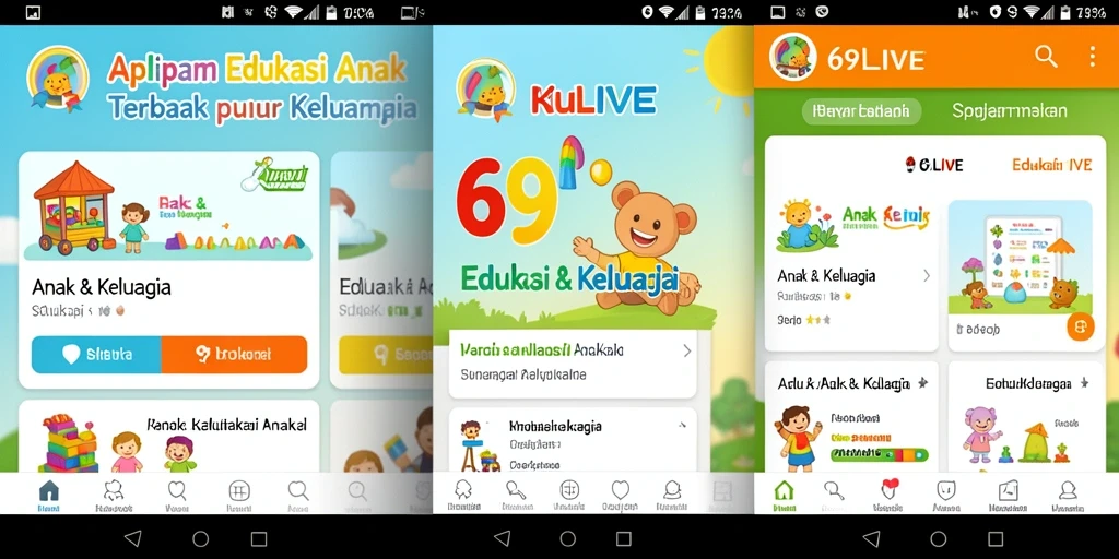 Tampilan antarmuka aplikasi Edukasi Anak yang menyenangkan dan interaktif.