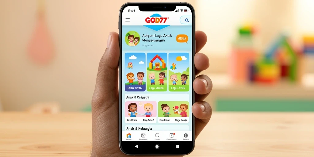 Antarmuka aplikasi GOD77 yang ramah anak dan penuh warna.