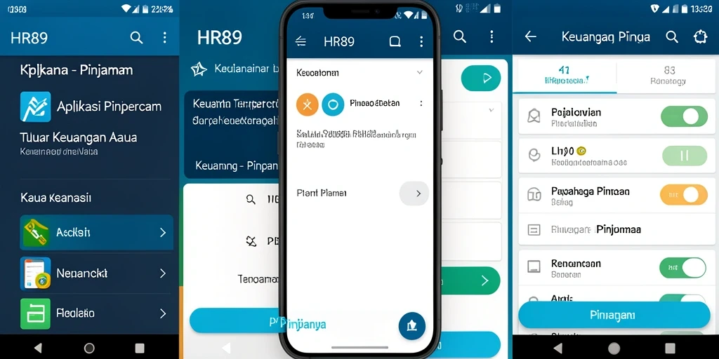 Antarmuka utama HR89 dengan fungsi pinjaman yang intuitif.