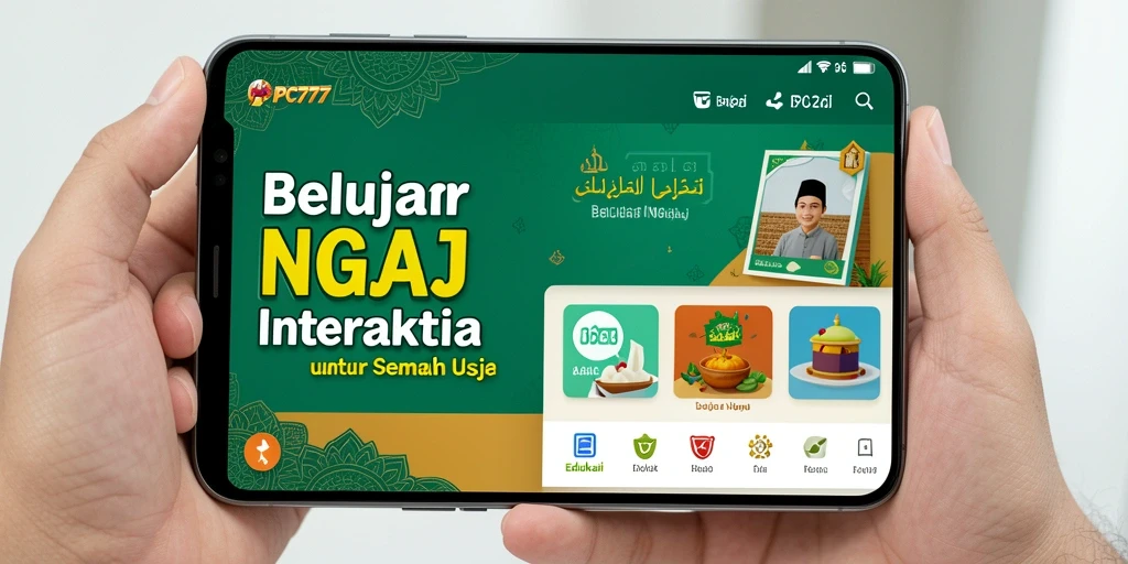 Tampilan antarmuka utama aplikasi Belajar Ngaji yang interaktif dan menarik.
