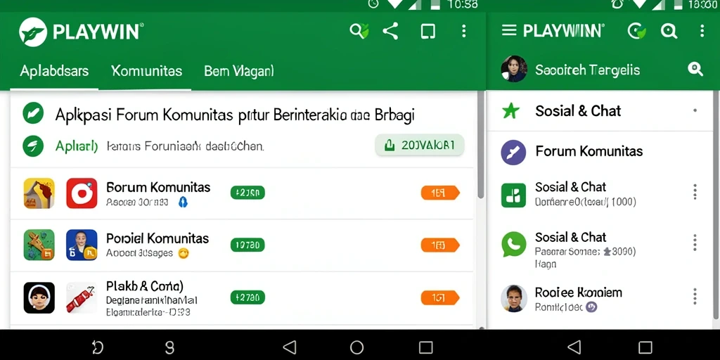 Screenshot antarmuka utama aplikasi Forum Komunitas PLAYWIN.