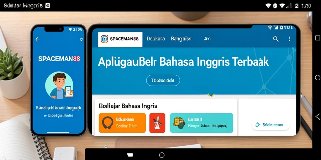 Tampilan antarmuka SPACEMAN88 yang user-friendly untuk belajar Bahasa Inggris.