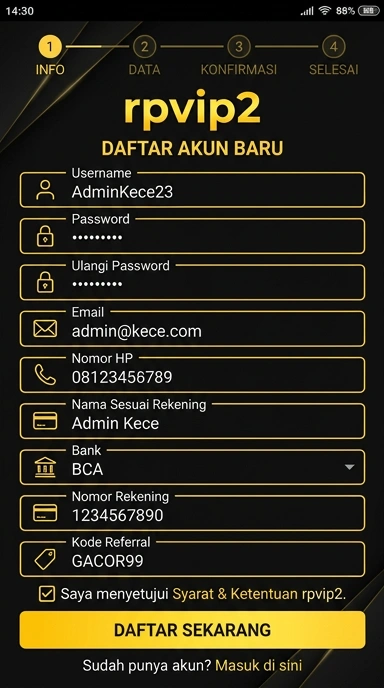 Cara Daftar Akun Baru rpvip2 untuk Pengguna Android